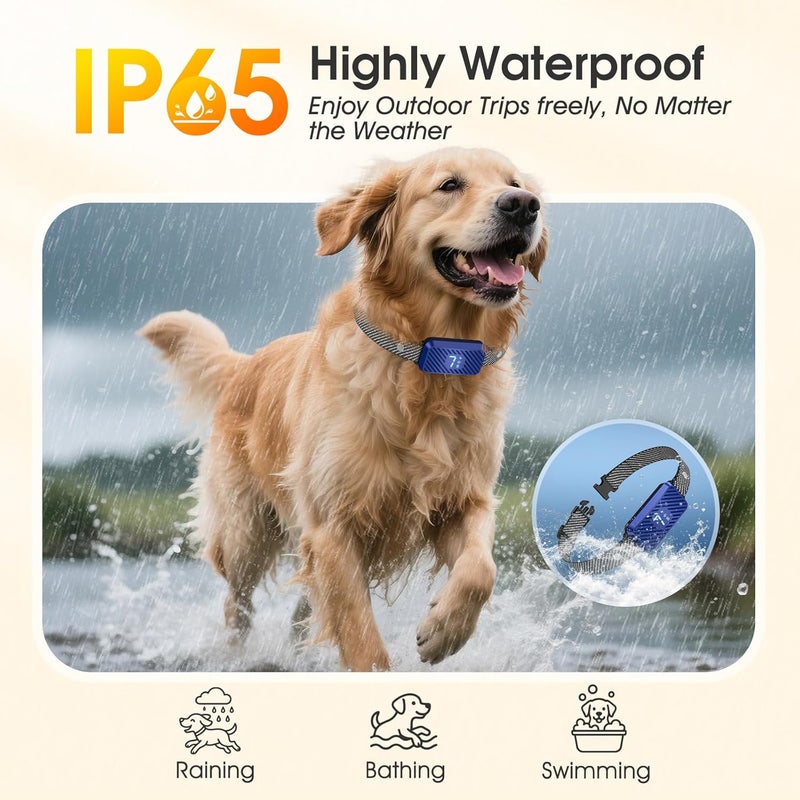 KJKZO Dog Bark Collar for Large Medium Small Dogs, Effective No-Bark Collar, Smart Barking Collar, Rechargeable Bark Collar with 7 Sensitivity, 3 Modes, Waterproof,Dark Blue - Image 5